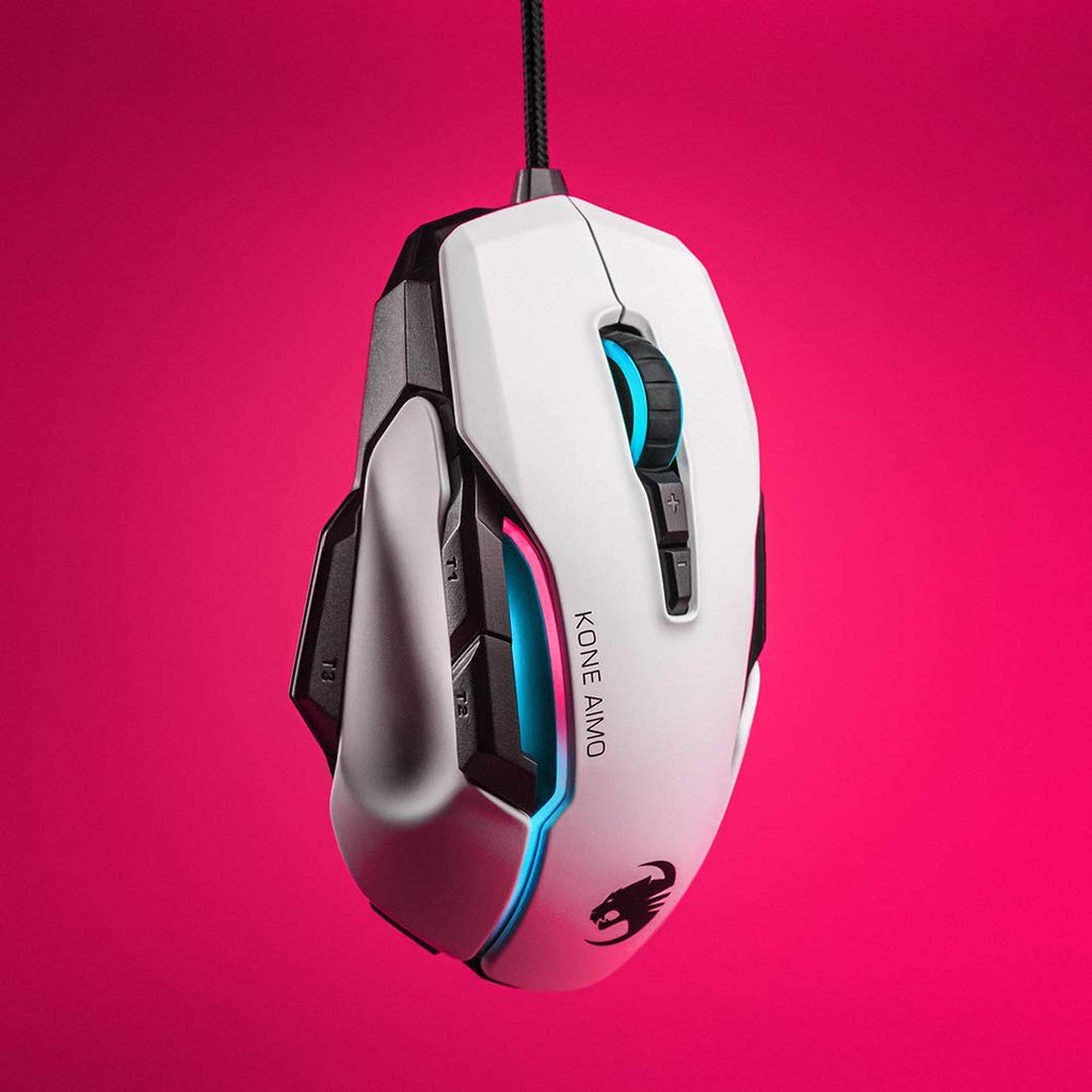ROCCAT Kone AIMO Remastered PC Gaming Mouse, Optical, RGB Backlit Lighting, 23 Programmable Keys, Onboard Memory, Palm Grip, Owl Eye Sensor, Ergonomic, LED Illumination, Adjustable to 16,000 DPI-Black
