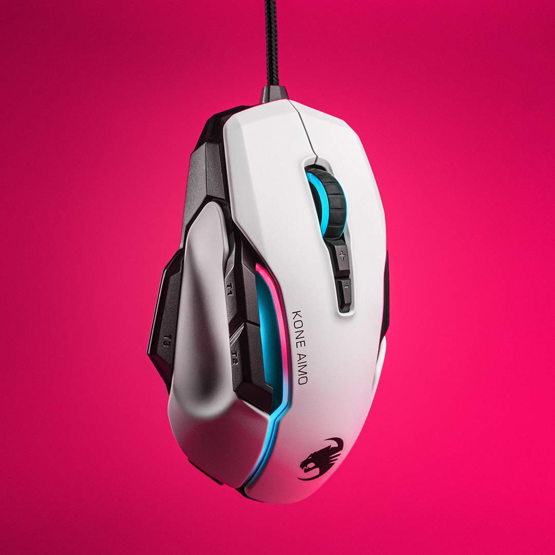 ROCCAT Kone AIMO Remastered PC Gaming Mouse, Optical, RGB Backlit Lighting, 23 Programmable Keys, Onboard Memory, Palm Grip, Owl Eye Sensor, Ergonomic, LED Illumination, Adjustable to 16,000 DPI-Black