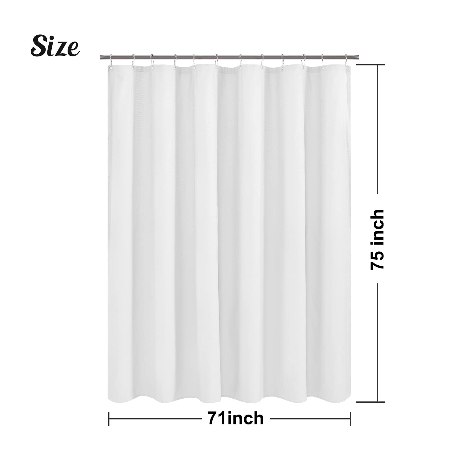 Mrs Awesome Embossed Microfiber Shower Curtain Liner 70 x 72 inches, Soft Fabric Shower Curtain Washable and Water Repellent,70x72, Cream
