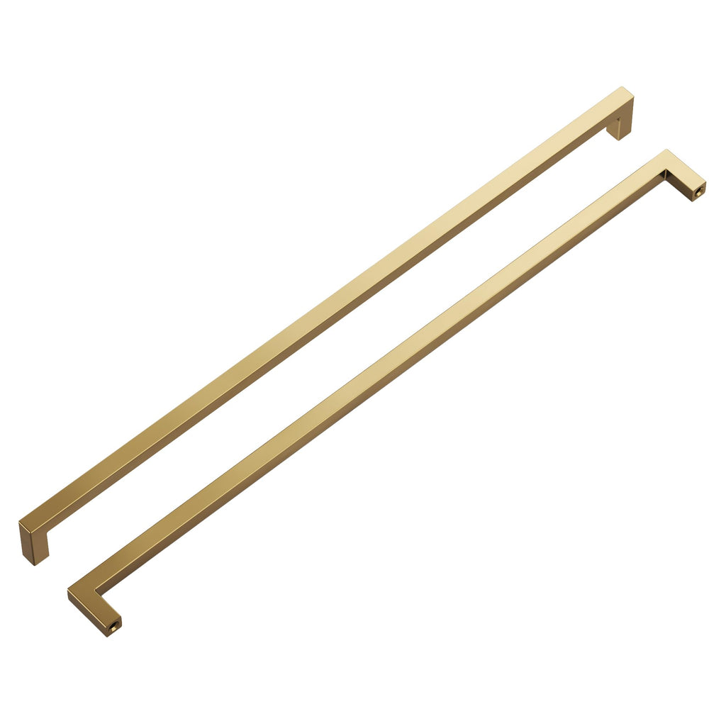 Hickory Hardware Solid Core Kitchen Cabinet Pulls, Luxury Cabinet Handles, Hardware for Doors & Dresser Drawers, 3 Inch Hole Center, Brushed Golden Brass, Skylight Collection (Pack of 1)