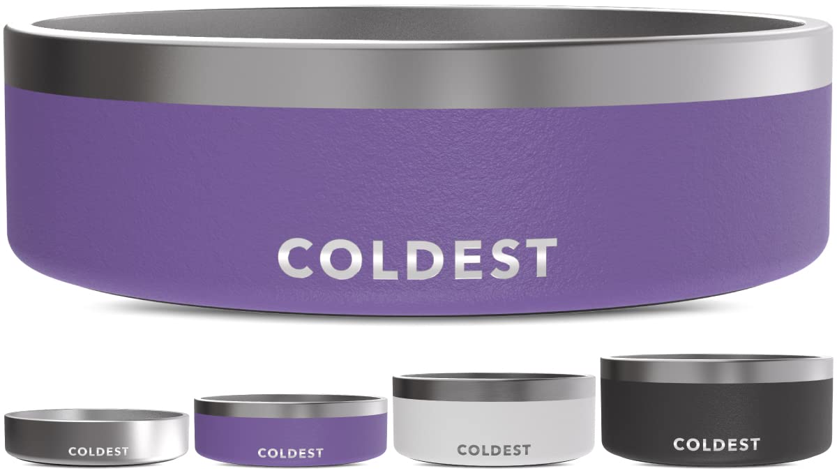 Coldest Dog Bowl - Anti Rust Metal, Non Slip, 3 Layers Insulated Stainless Steel Dog Bowls - Spill Proof & Heavy Duty - Water Bowl for Dogs, Cats & Pets, Dish Washer Safe (21 oz, Mars Red Glitter)