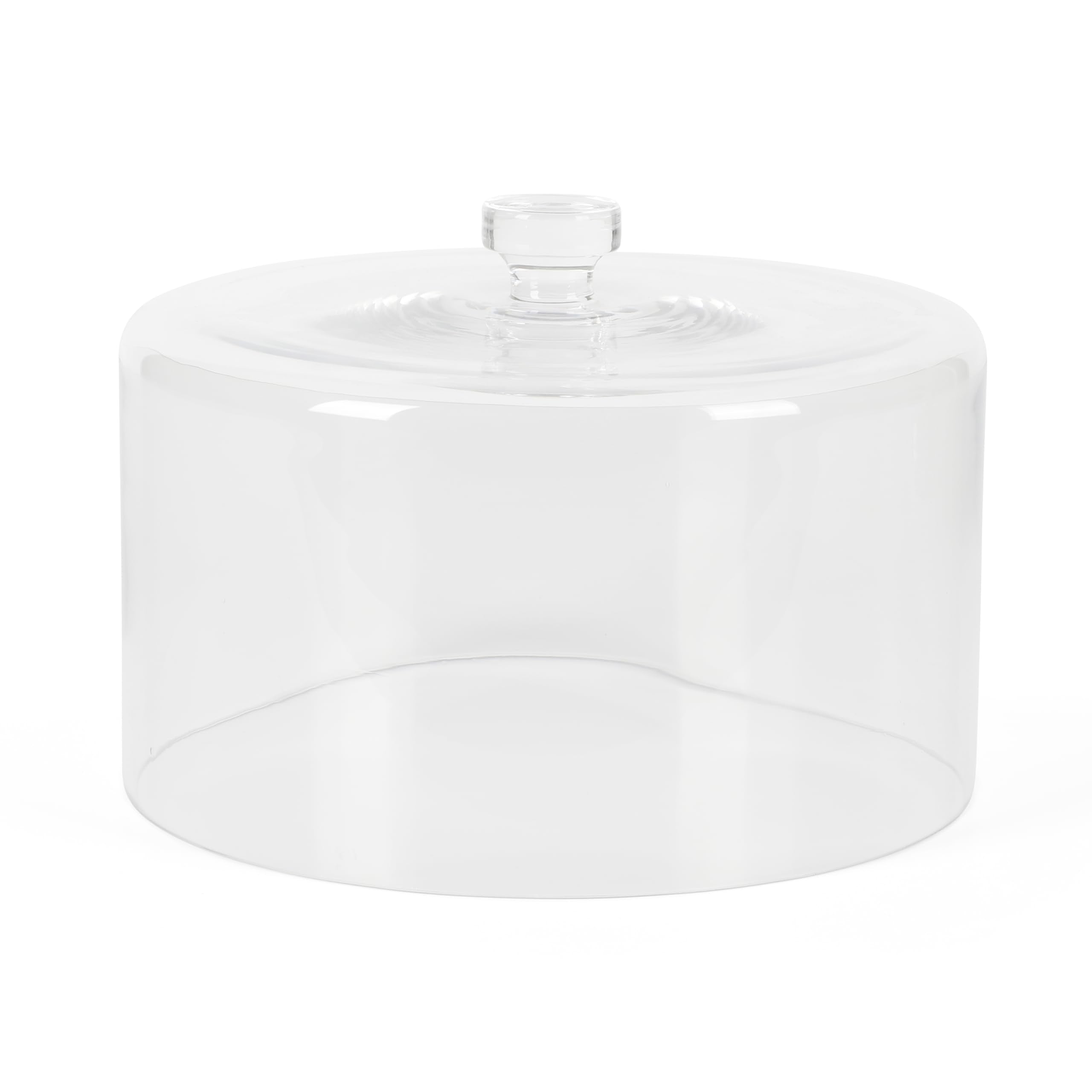 Martha Stewart Watercrest Glass Cake Stand, 10.2 Inch Footed Pedestal Cake Plate with Scalloped Ruffled Edge, Clear Handmade Glassware for Weddings, Parties, and Dessert Display