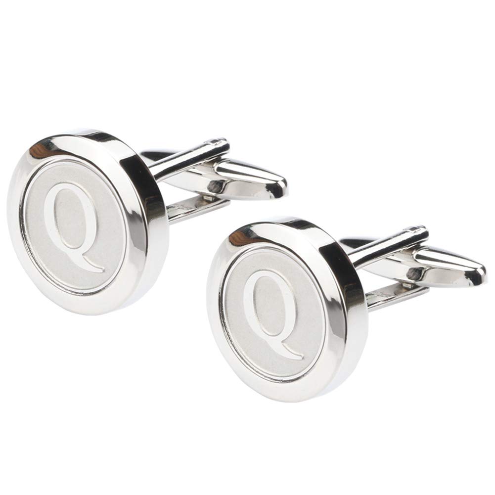 Mens Classic Stainless Steel Initial Cufflinks 26 Alphabet Initial Letter Cufflinks Business Wedding Shirts A-Z