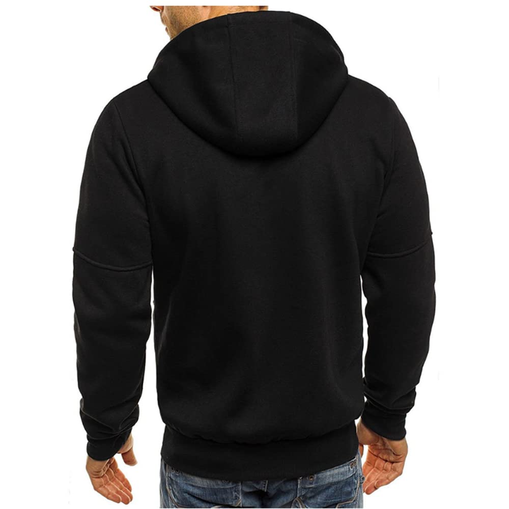 Men Hoodies Casual Hoodies for Men with Zip Pockets Full Zip Long Sleeve Sweatshirt Sports Hooded Jacket