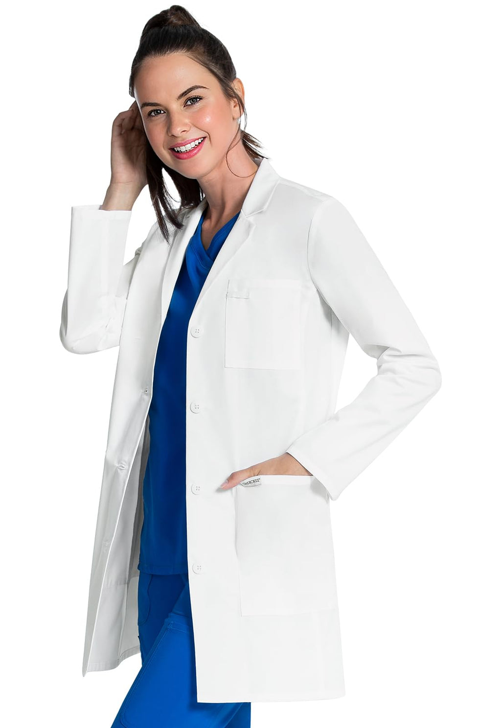 Cherokee Women's Lab Coat Modern Classic Fit 33" & 35" Doctors Coat with 3 Pockets CK452