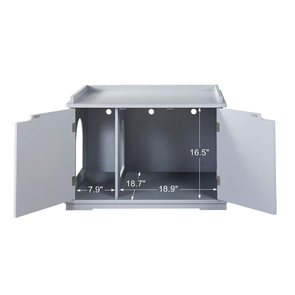 unipaws Extra Large Cat Litter Box Enclosure for Self-Cleaning & Automatic Litter Boxes, Tall Cabinet with Charging Station, Wooden Dog Proof Hidden Cat House for Top Entry Litter Box