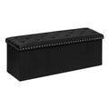 PINPLUS Folding Storage Ottoman Bench, Folding Velvet Tuffed Foot Rest Stool with Rivet, End of Bed Bench Large Long Shoes Chest for Bedroom Entryway Living Room, Beige, 41.3 Inches
