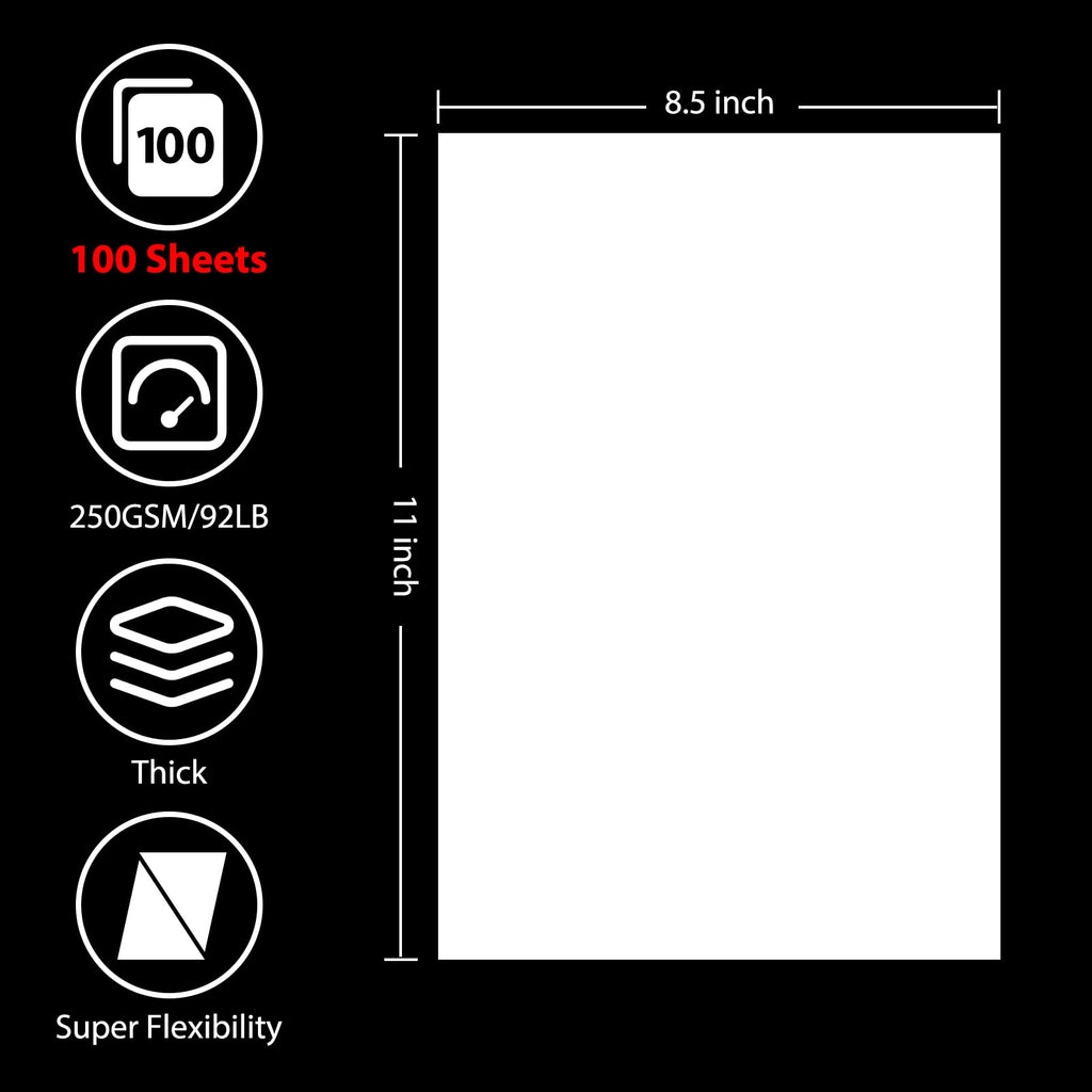 OcePor 100 Sheets Black Cardstock 8.5” x 11”, 92lb/250gsm Black Card Stock, Thick Card Stock Paper, Heavy Cardstock Paper for Printer, Resume, Scrapbooks, Art, Crafts, Business Cards