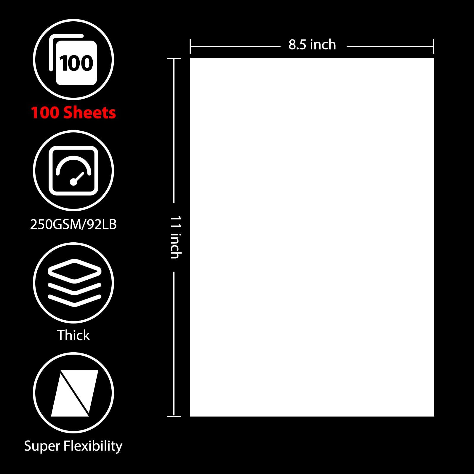 OcePor 100 Sheets Black Cardstock 8.5” x 11”, 92lb/250gsm Black Card Stock, Thick Card Stock Paper, Heavy Cardstock Paper for Printer, Resume, Scrapbooks, Art, Crafts, Business Cards