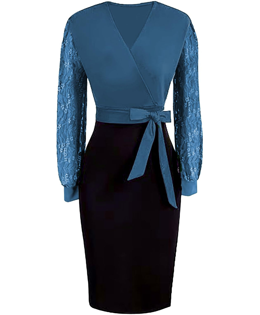 BOGURST Semi Formal Church Dresses for Women Bishop Sleeve Sexy V Neck Bodycon Midi Dresses