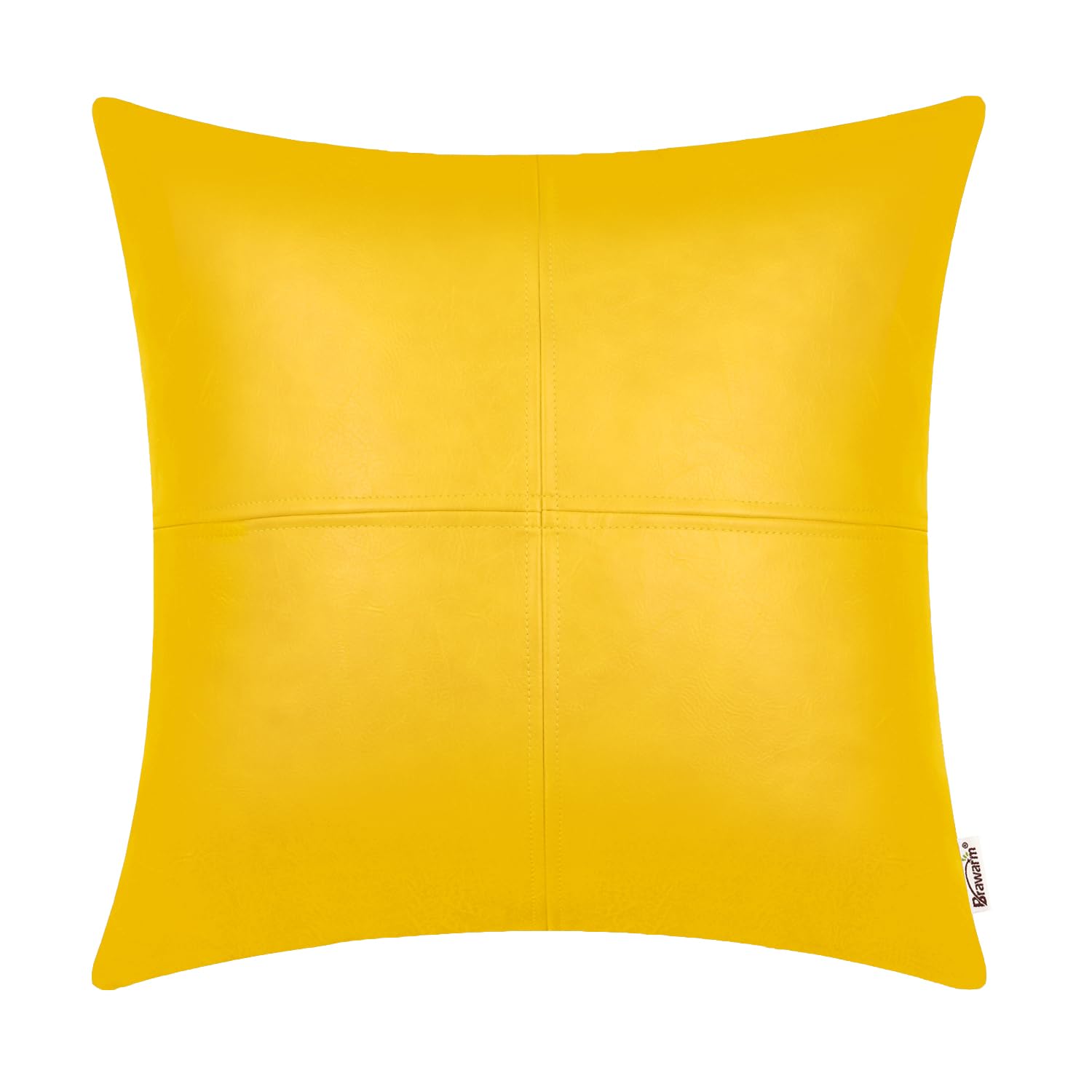 BRAWARM Faux Leather Throw Pillow Covers 16 X 16 Inches, Black Leather Pillow Cover, Hand Stitched Leather Decorative Pillow Cover for Couch Sofa Bed Living Room Home Garden