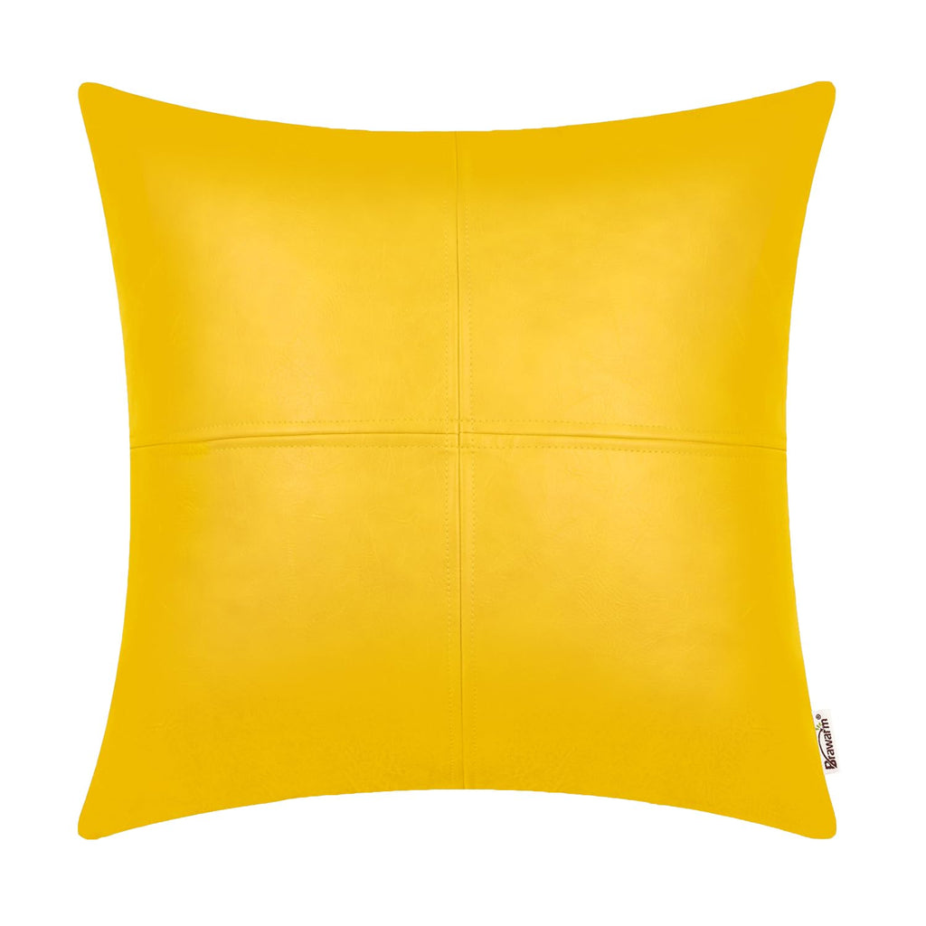 BRAWARM Faux Leather Throw Pillow Covers 16 X 16 Inches, Black Leather Pillow Cover, Hand Stitched Leather Decorative Pillow Cover for Couch Sofa Bed Living Room Home Garden