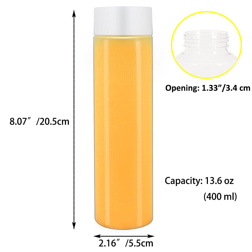zmybcpack 24 Pack 10 OZ (300 ml) Clear PET Plastic Juice Bottles with Black Lids - Plastic Smoothie Bottles Ideal for Juice, Milk, Homemade Beverages