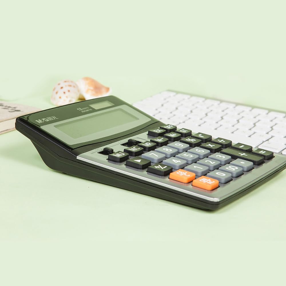 M&G Desk Calculator 12 Digit Extra Large LCD Display, Dual Solar Power and Battery, Accounting Calculator with Big Button, Battery Include, Perfect for Office Business Home Daily Use