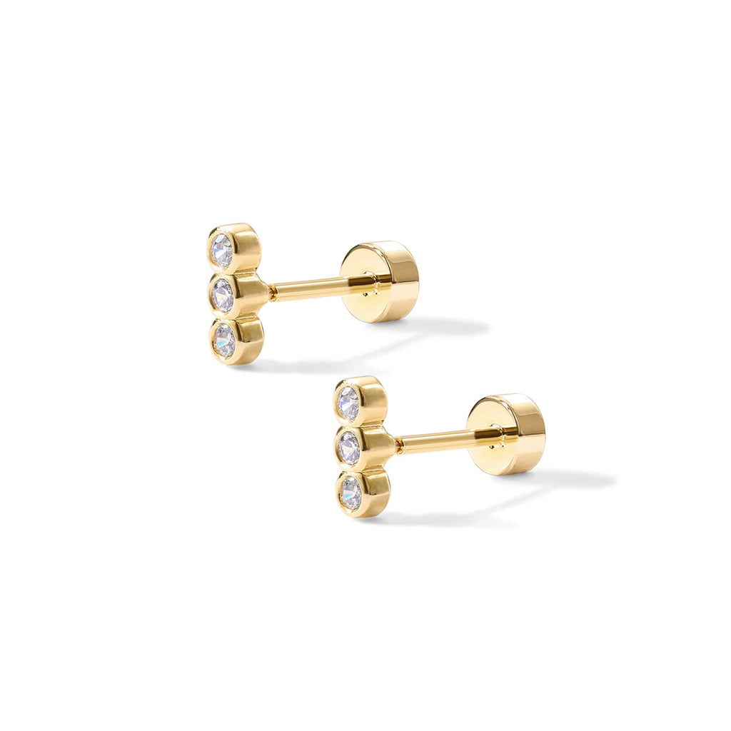 PAVOI 14K Gold Plated Flat Back Earrings | Solid 925 Sterling Silver Posts | Helix Cartilage Earrings for Women | Cubic Zirconia Stud Earrings | Trending Fashion Jewelry