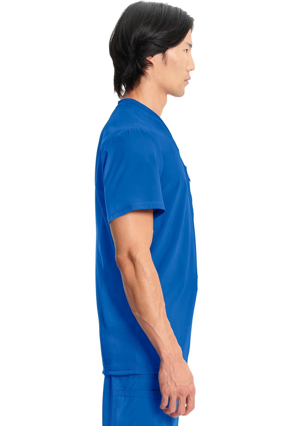 Cherokee Infinity Mens Tuckable V-Neck Scrub Top Modern Fit, 2 Pockets, Zip Chest Pocket, Rib-Knit, 360° Stretch – CK910A