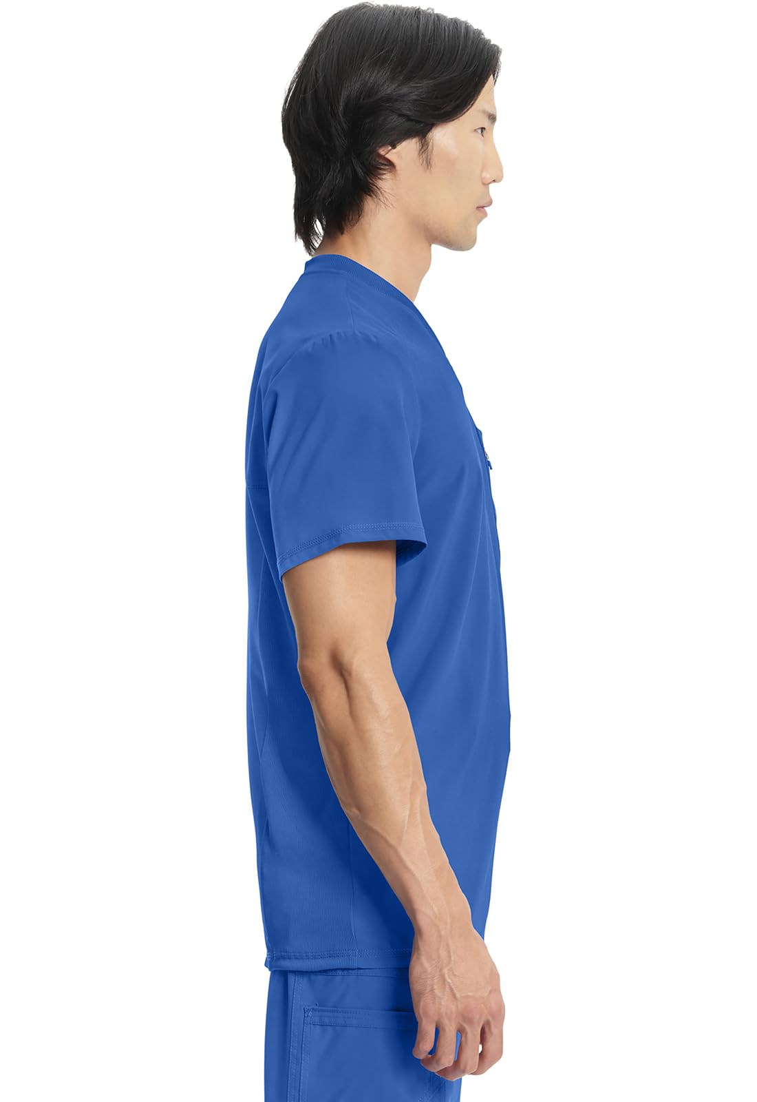 Cherokee Infinity Mens Tuckable V-Neck Scrub Top Modern Fit, 2 Pockets, Zip Chest Pocket, Rib-Knit, 360° Stretch – CK910A