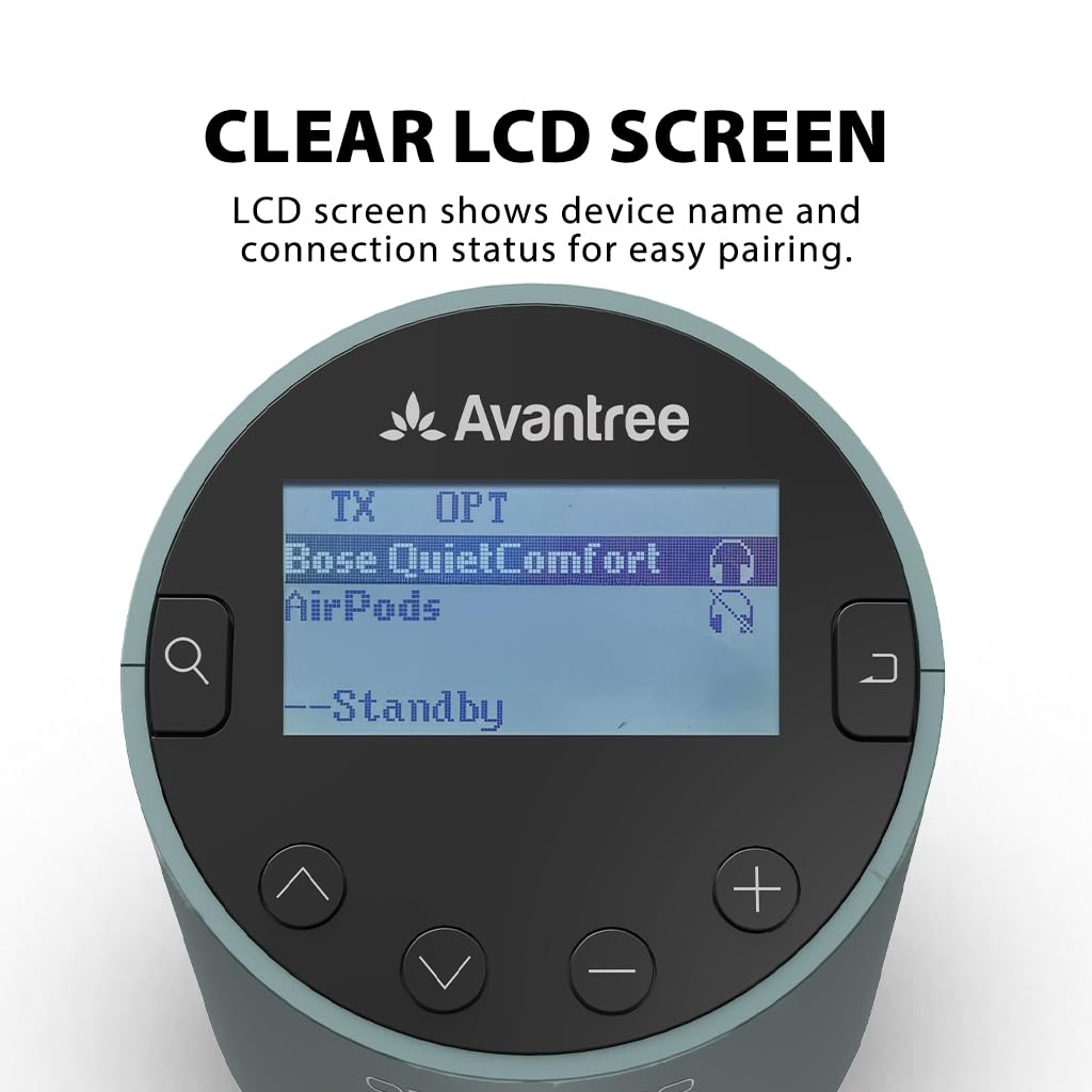 Avantree Orbit Bluetooth 5.0 Audio Transmitter for TV with 5.1 Surround Sound Passthrough Support, Class 1 Long Range, LED Display, Dual Link, 100% TV Compatibility Delivers No Lip sync Delay
