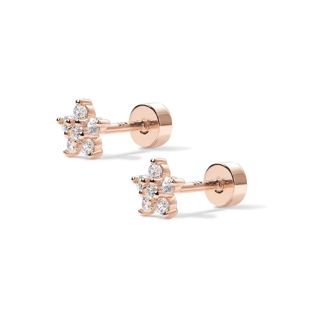 PAVOI 14K Gold Plated Flat Back Earrings | Solid 925 Sterling Silver Posts | Helix Cartilage Earrings for Women | Cubic Zirconia Stud Earrings | Trending Fashion Jewelry