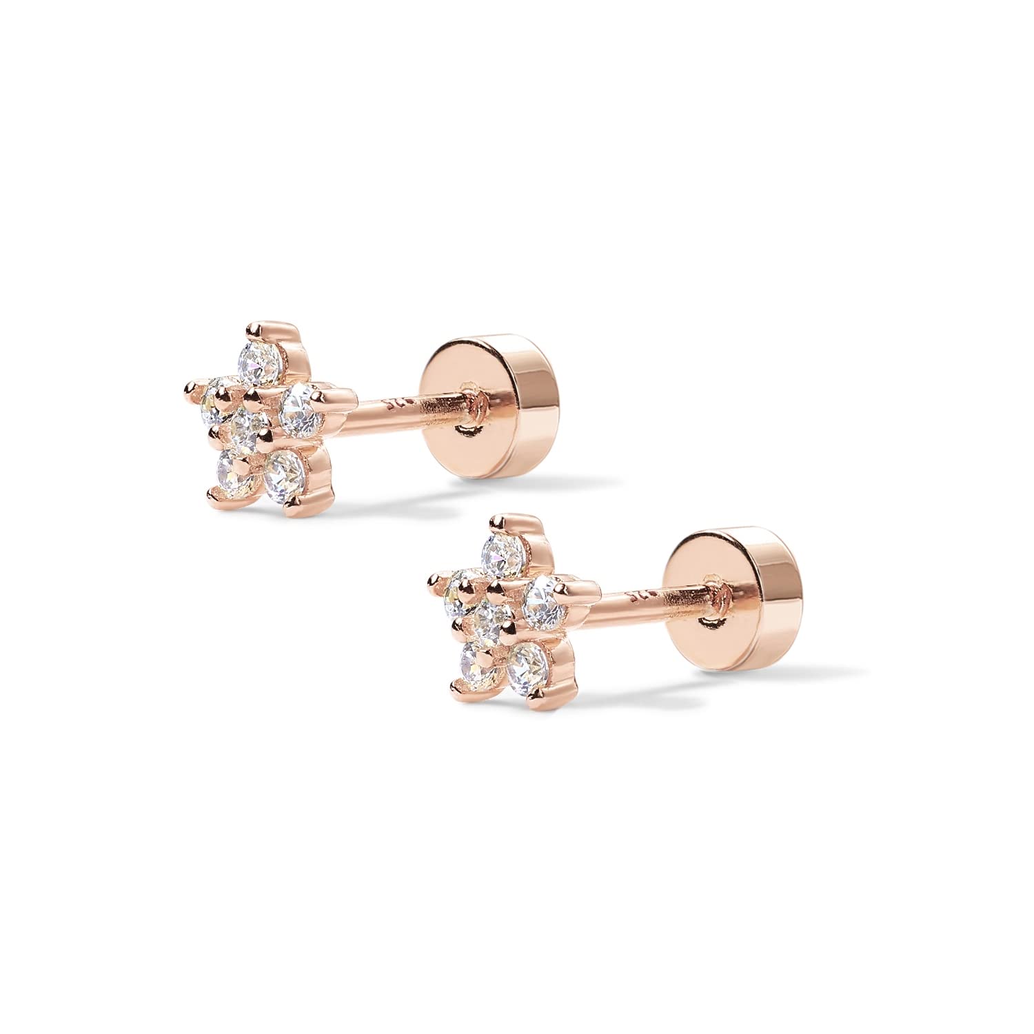 PAVOI 14K Gold Plated Flat Back Earrings | Solid 925 Sterling Silver Posts | Helix Cartilage Earrings for Women | Cubic Zirconia Stud Earrings | Trending Fashion Jewelry