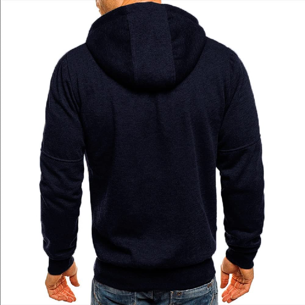 Men Hoodies Casual Hoodies for Men with Zip Pockets Full Zip Long Sleeve Sweatshirt Sports Hooded Jacket