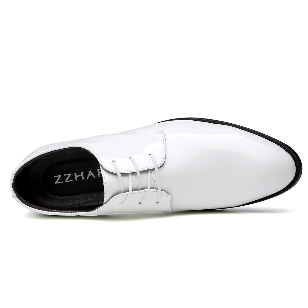 ZZHAP Men's Pointed-Toe Tuxedo Dress Shoes Casual Slip-on Loafer