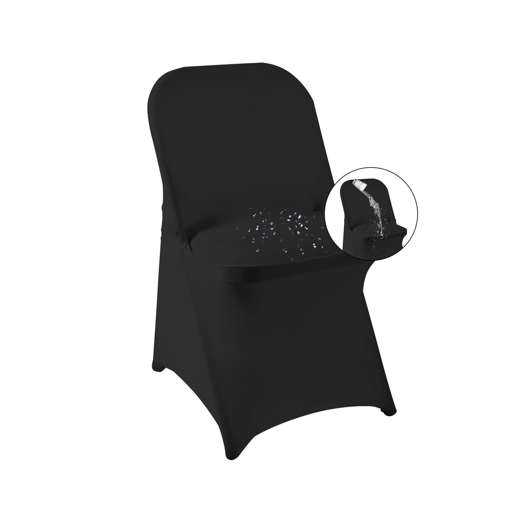 magalo 12 Pack Black Spandex Folding Waterproof Chair Cover, Stretch Chair Cover Protector for Wedding, Party, Dining Banquet and Other Special Events