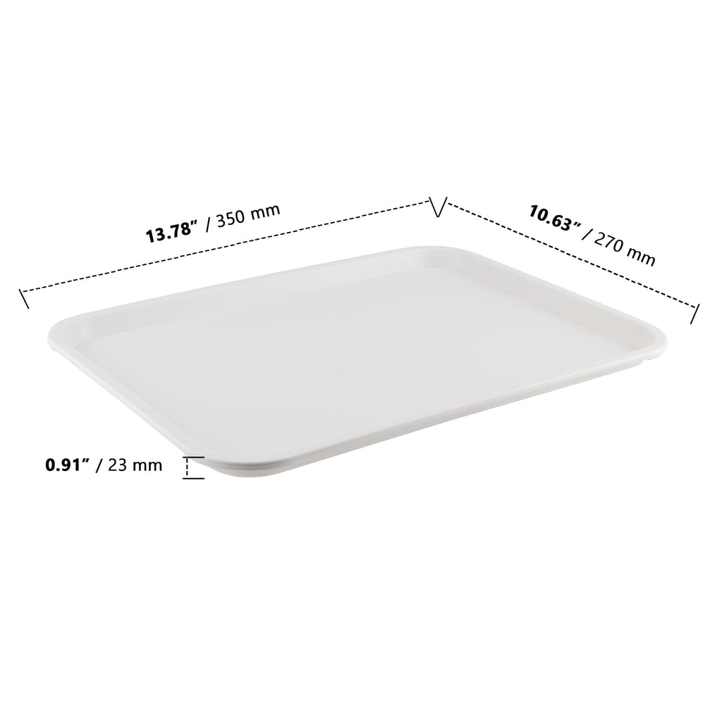 ZOENHOU 6 Pack 14 x 10 Inch Fast Food Tray, Rectangular Cafeteria Serving Trays, Plastic Trays for Food, Black