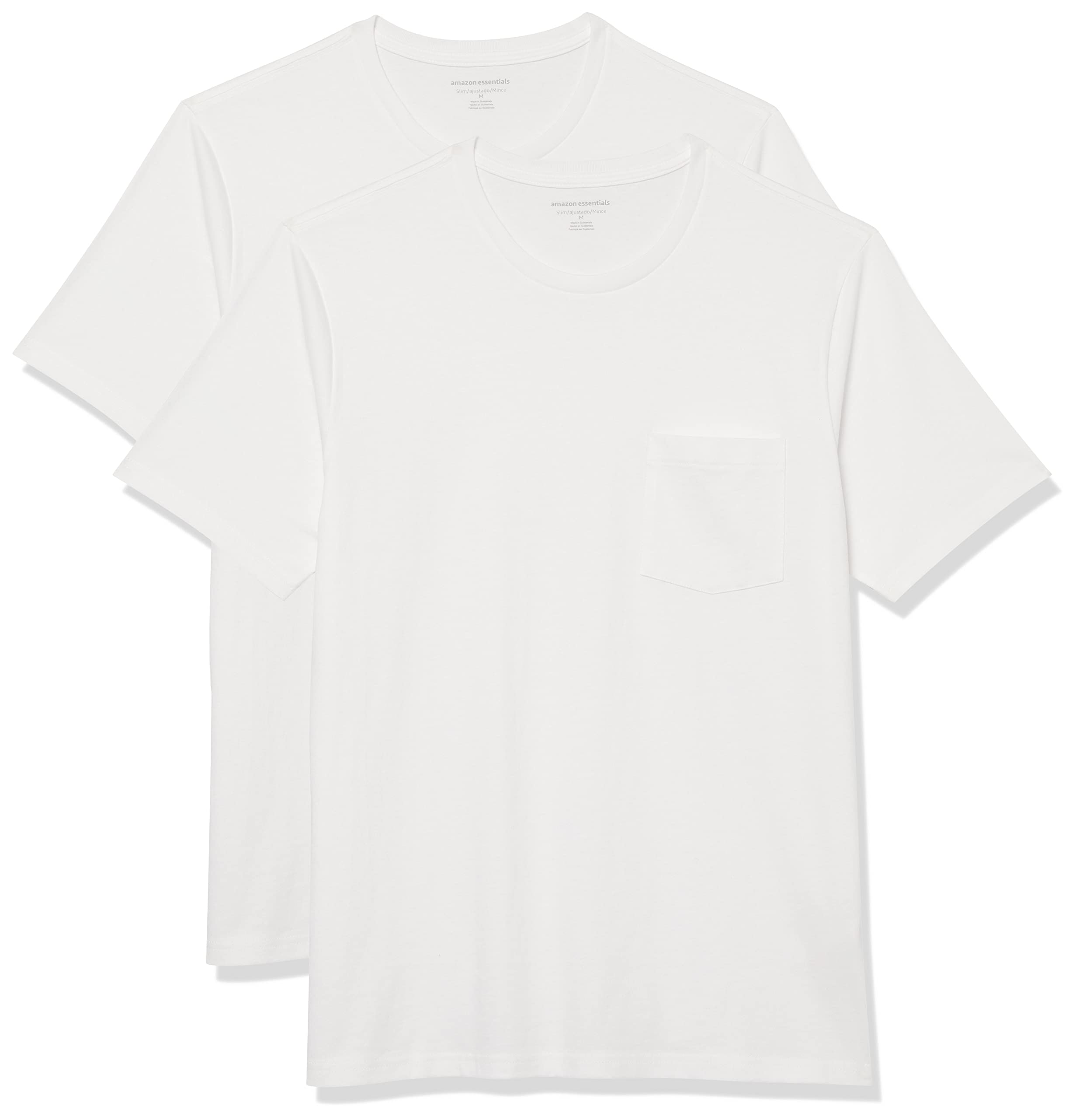 Amazon Essentials Men's Short-Sleeve Crewneck Pocket T-Shirts, Pack of 2