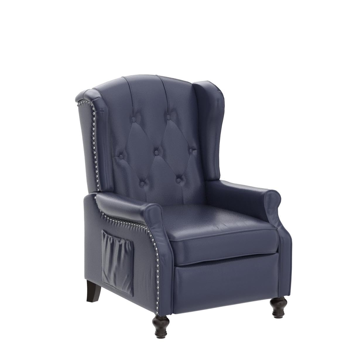 Wingback Chair with Massage and Heat, Tufted Fabric Pushback Recliner Chair, Wingback Recliner Chair with Remote Control, Padded Cushion, Wooden Legs, Small Recliners for Small Spaces
