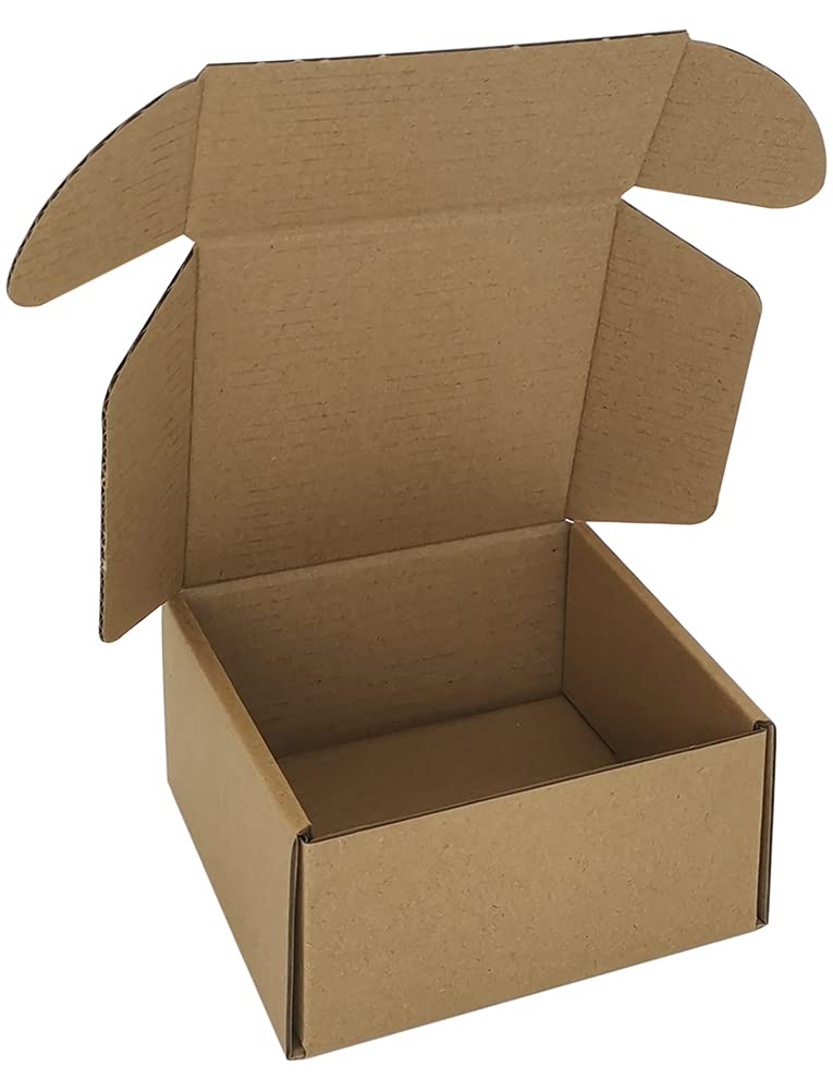 4x4x1'' Small Shipping Boxes 25 Pack, Corrugated Cardboard Mailers for Business, Black (CM441B25)