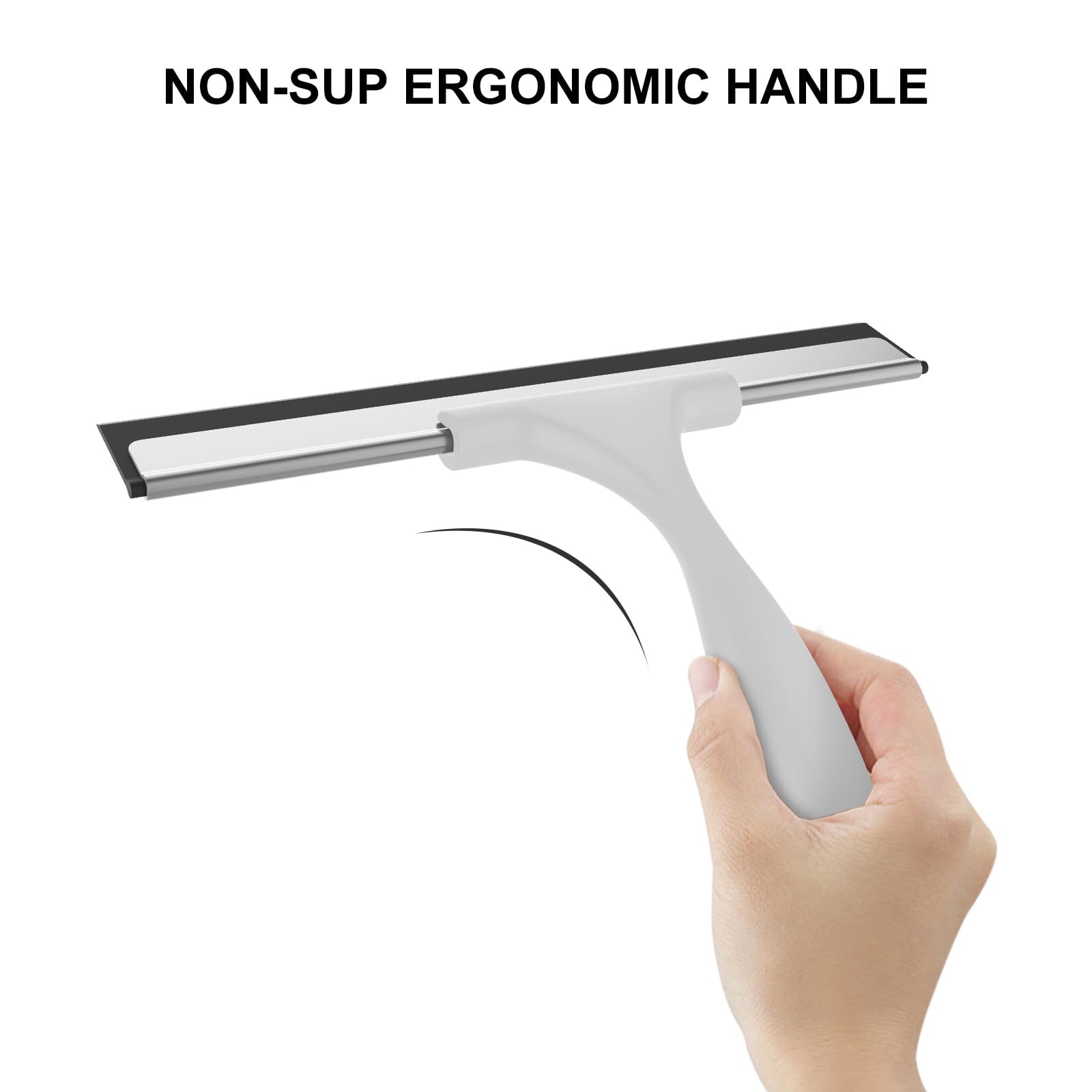 SetSail Squeegee for Shower Glass Door Stainless Steel Shower Squeegee for Glass Doors All-Purpose Window Squeegee for Tile Shower Walls, Sink, Mirror, Bathroom, Car Window Cleaning 10 Inches, Balck