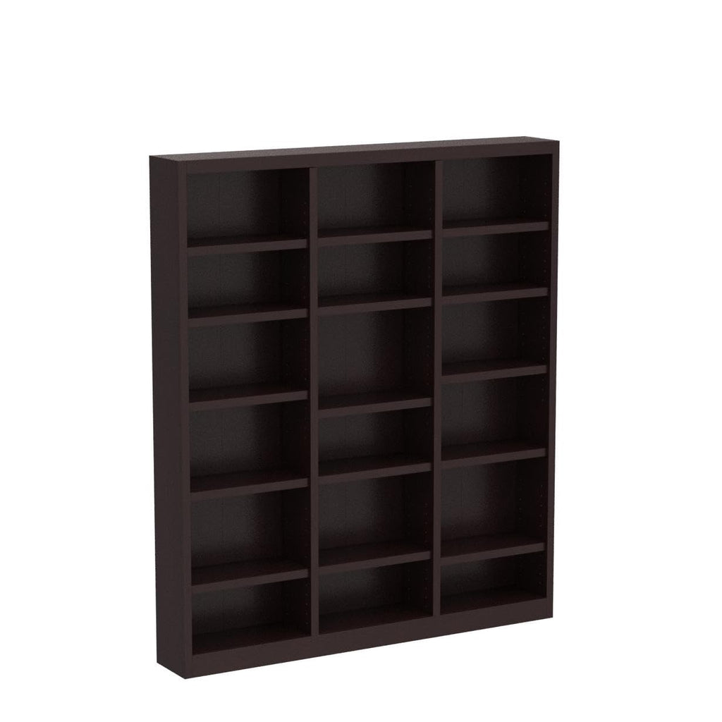 Concepts In Wood 84" Traditional Triple Wide Wood Bookcase with 15 Adjustable Shelves & 3 Fixed Shelves, Assembly Required, for Laundry/Bedroom/Kitchen/Garage/Office, in Cherry Finish