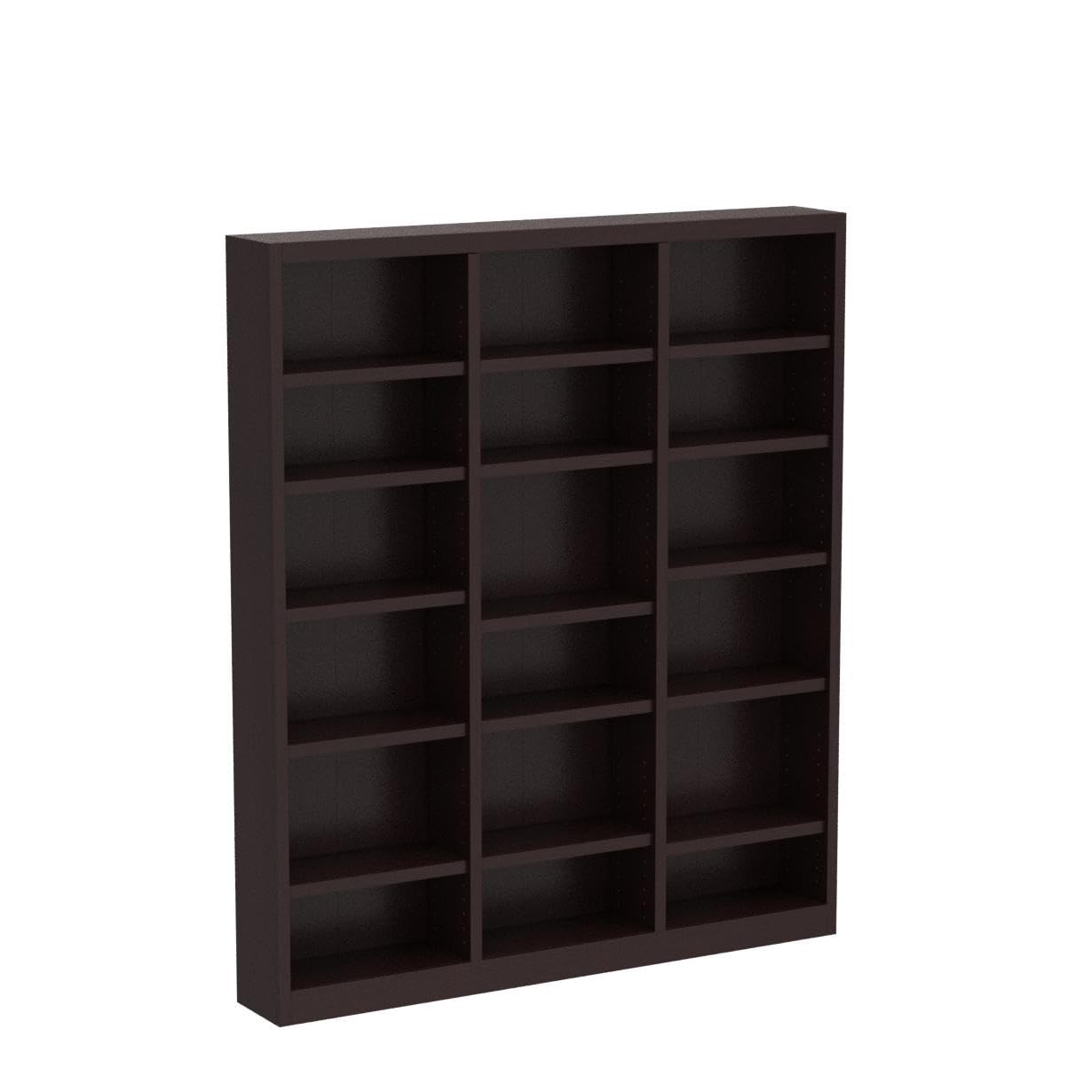 Concepts In Wood 84" Traditional Triple Wide Wood Bookcase with 15 Adjustable Shelves & 3 Fixed Shelves, Assembly Required, for Laundry/Bedroom/Kitchen/Garage/Office, in Cherry Finish