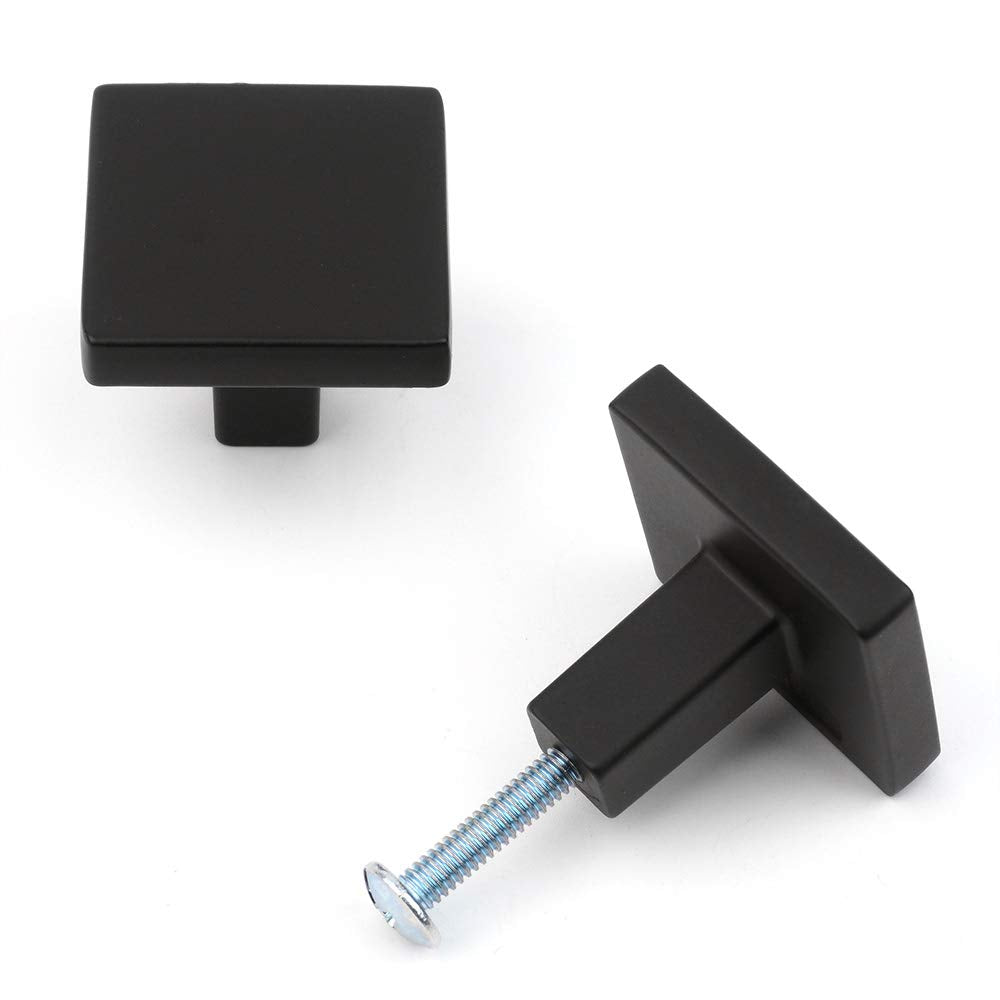 KOOFIZO 10 Pack Black Cabinet Knobs Matte Black Drawer Knobs K03 Square Single Hole Cabinet Pulls for Cabinets Drawer Dresser Cupboard Bedroom Closet Bathroom Vanity
