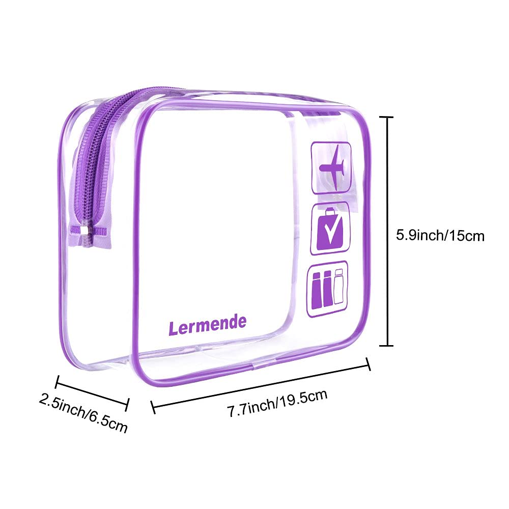 Lermende 2pcs Clear Toiletry Bag TSA Approved Travel Bag,Carry On for Travel,Airport Airline Accessories Compliant Bag,Quart Sized Makeup Cosmetic bag Women Men (Black, 2 Pack)