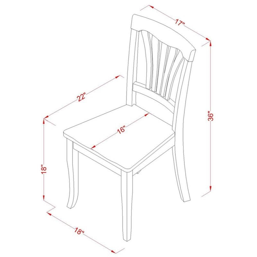 East West Furniture AVC-BLK-W Avon Dining Room Chairs - Slat Back Solid Wood Seat Chairs, Set of 2, Black & Cherry
