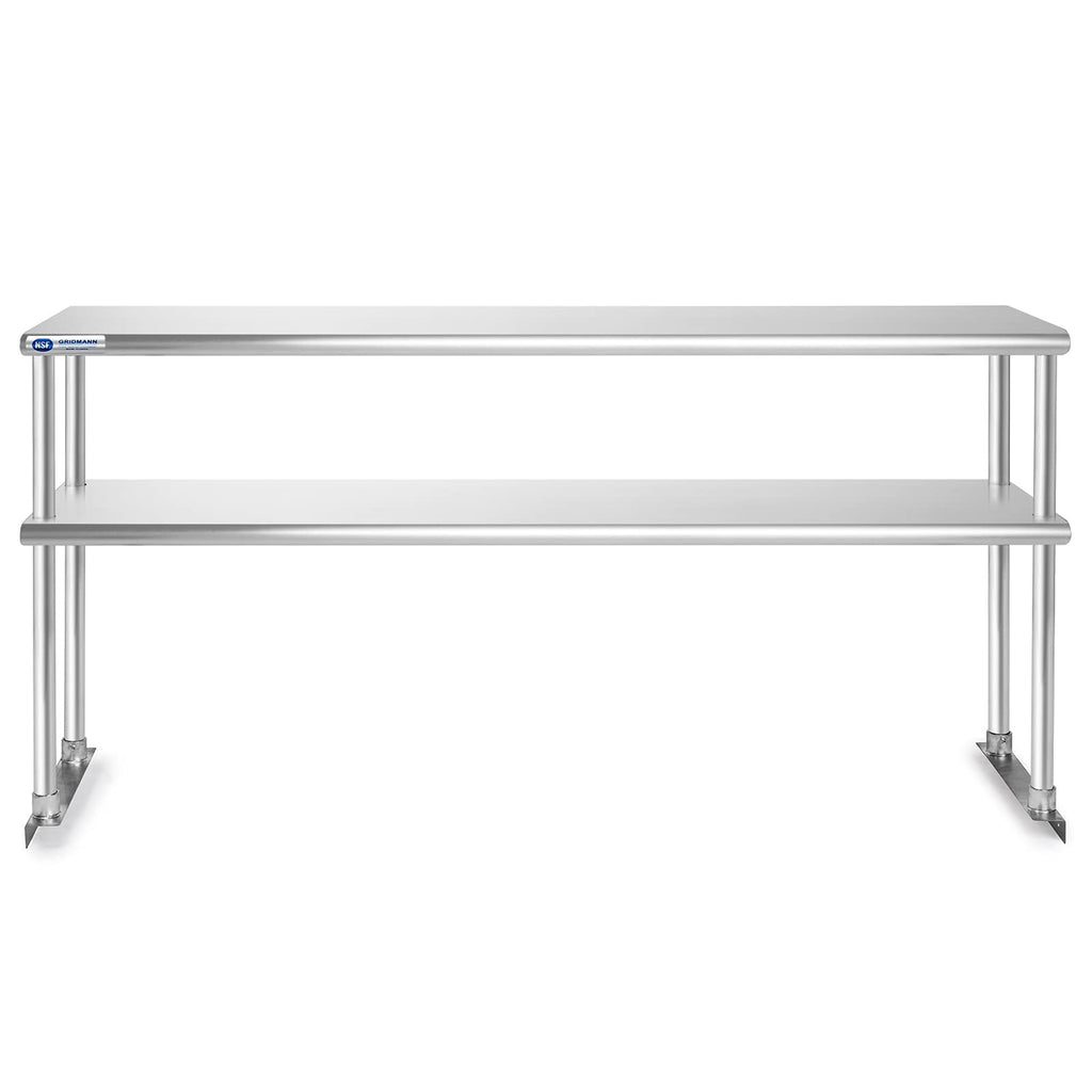GRIDMANN NSF Stainless Steel Commercial Kitchen Prep & Work Table Plus A 2 Tier Shelf - 60 in. x 12 in.