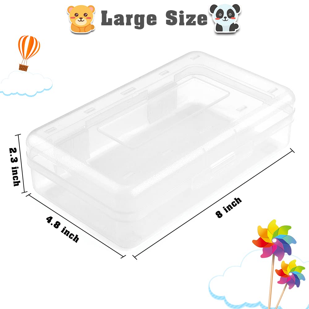 Pencil Case, Pencil Box, Clear Pencil Case, 3 Pack Plastic Pencil Case, Large Capacity Pencil Case, Crayon Box with Snap-tight Lid Stackable Design, Plastic Storage Box for School Office Supplies