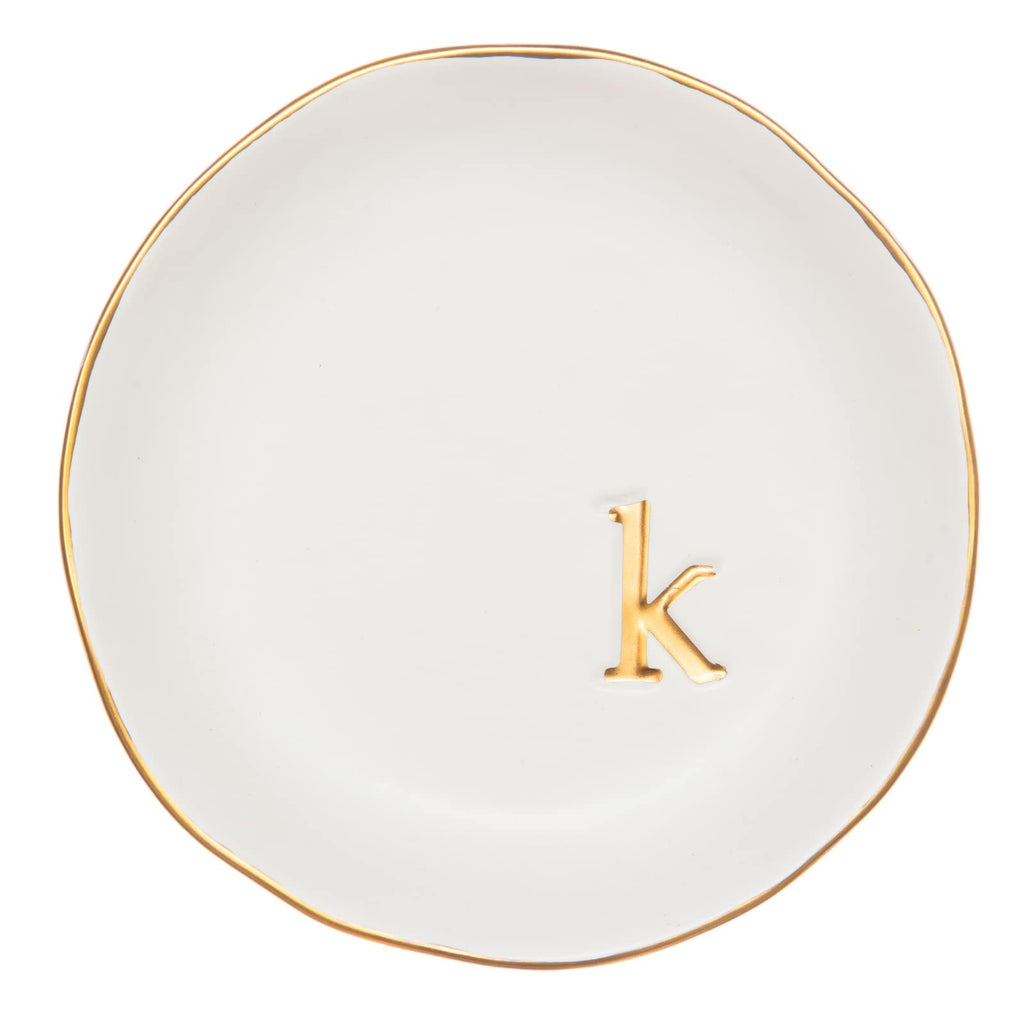 COLLECTIVE HOME - Ceramic Jewelry Tray, Decorative Trinket Dish for Rings Earrings Necklaces Bracelet Watch Keys, Birthday Mother's Day Christmas Gift for Women, 4.75", White Surface (A)