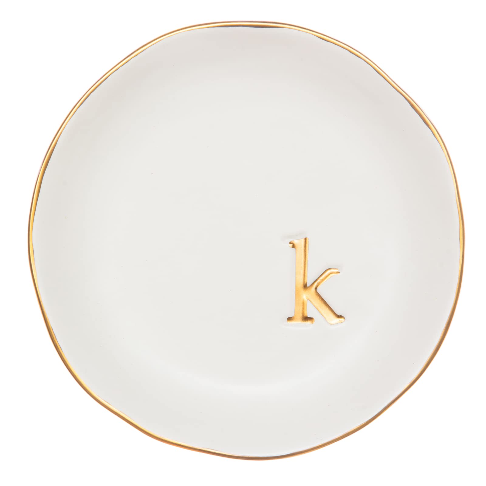COLLECTIVE HOME - Ceramic Jewelry Tray, Decorative Trinket Dish for Rings Earrings Necklaces Bracelet Watch Keys, Birthday Mother's Day Christmas Gift for Women, 4.75", White Surface (A)