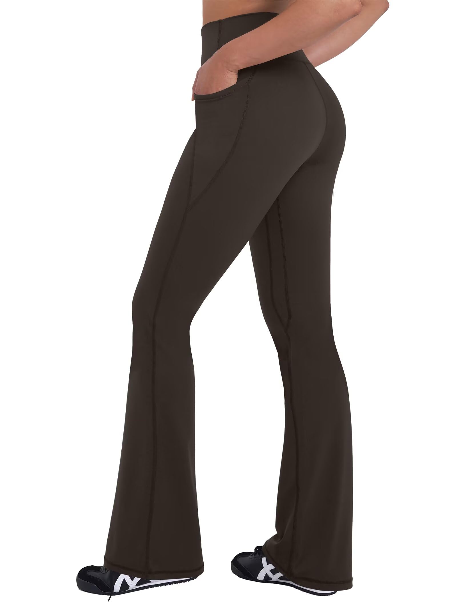 Sunzel Women Mini Flare Leggings with Pockets Breathable Bootcut Yoga Pants | Mini Flare, Buttery Soft, High Stretchy, High Waisted Tummy Control, Gym Clothes, Workout Casual Dance