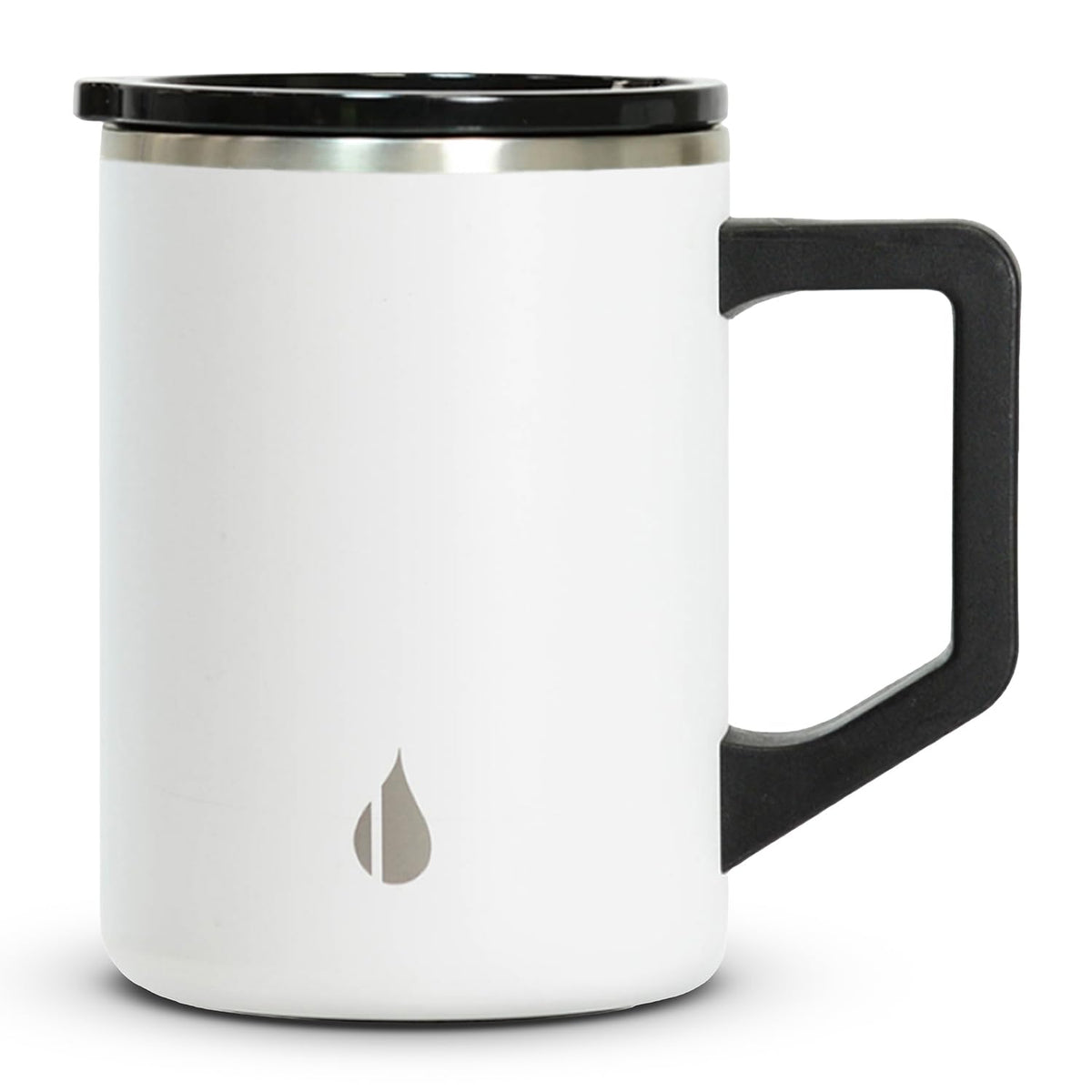 Elemental Insulated Coffee Mug - Triple-Wall Stainless Steel Summit Travel Cup for Hot and Cold Drinks - Thermal Coffee Mug with Lid and Handle for Camping, Office & Travel 12oz - Black