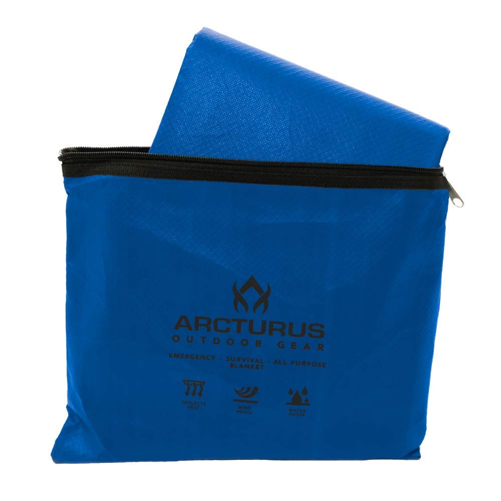 Arcturus Insulated Tarp, Reusable Heavy Duty Thermal Survival Blanket – 60x82in, Reflects 90% Body Heat, Waterproof, Windproof, 3-Layer Design, Reinforced Grommets, Black