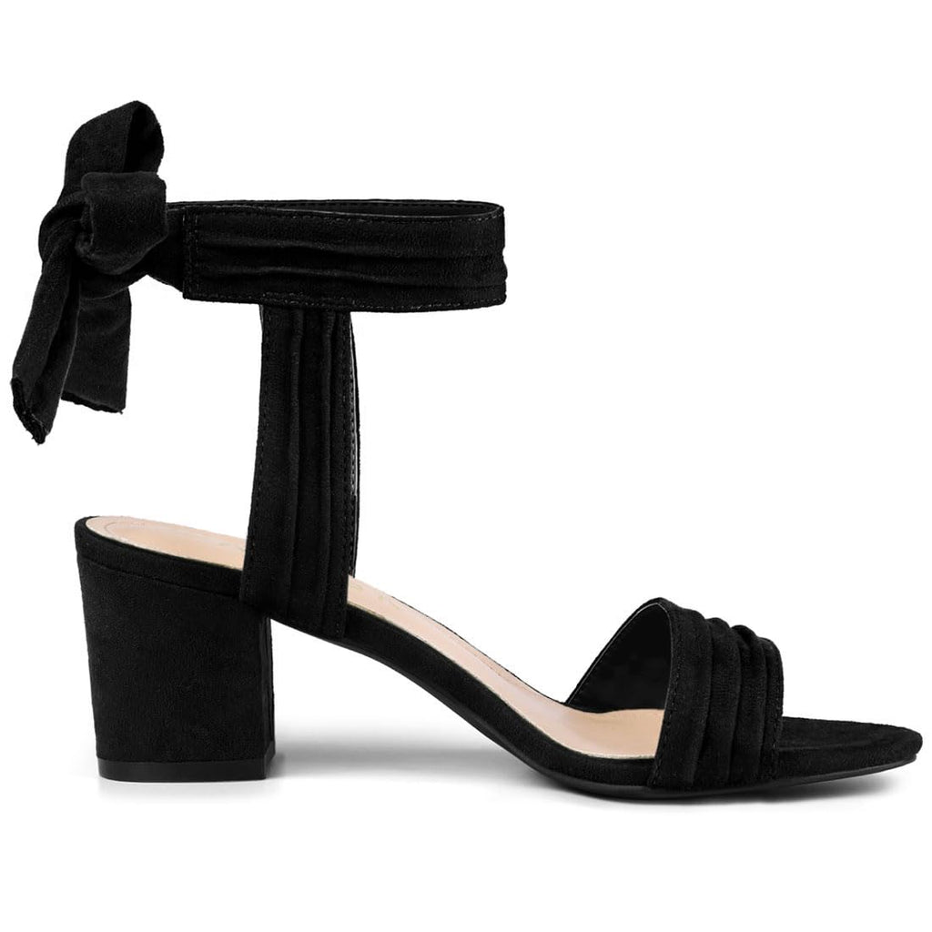 Allegra K Women's Open Toe Ankle Tie Back Block Heels Sandals