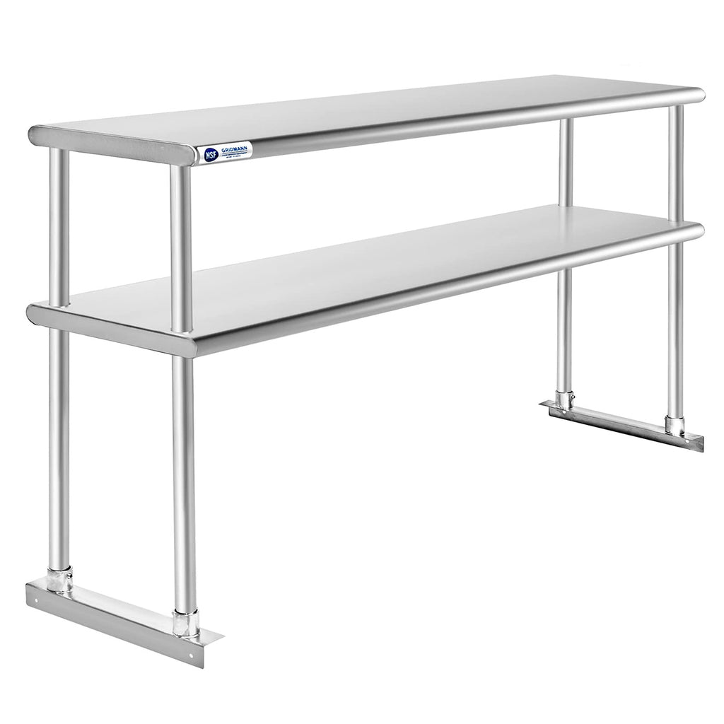 GRIDMANN NSF Stainless Steel Commercial Kitchen Prep & Work Table Plus A 2 Tier Shelf - 60 in. x 12 in.
