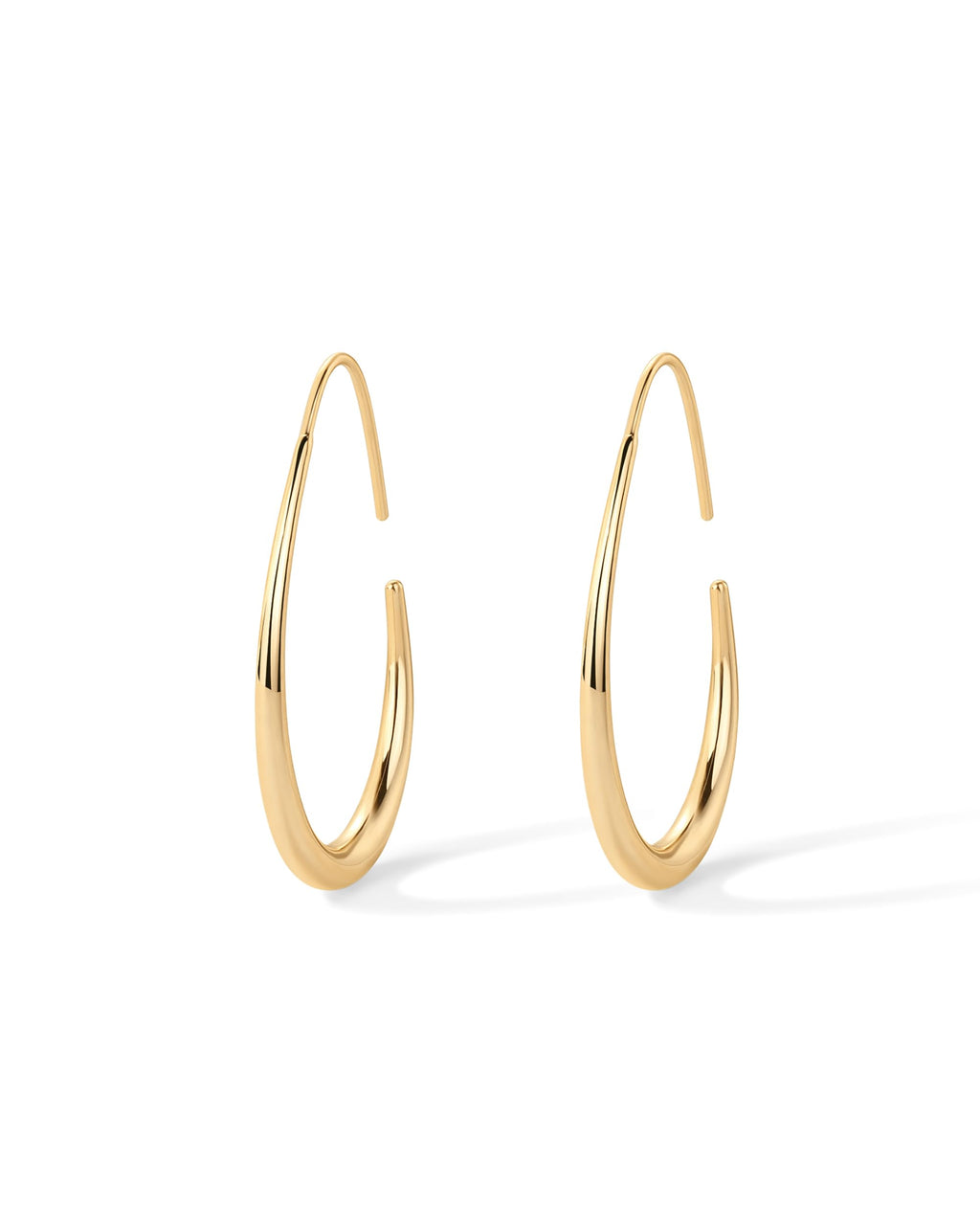 PAVOI 14K Gold Plated 925 Sterling Silver Post Lightweight Teardrop Hoop Earrings for Women | Large Oval Pull-Through Statement Earrings