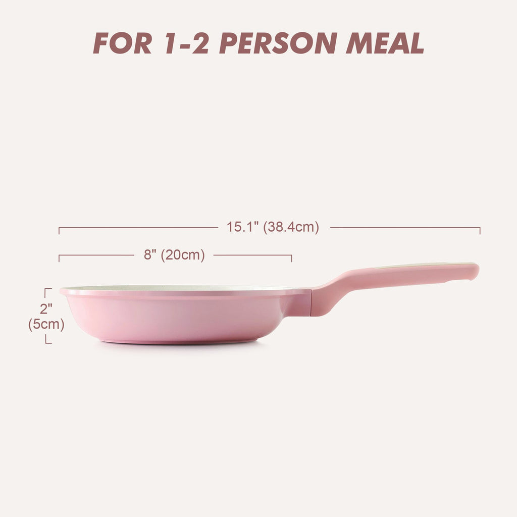 SENSARTE Nonstick Ceramic Frying Pan 8-Inch, Healthy Non Toxic Skillet, Induction Compatible Omelet Pan with Heat Resistant Handle, PFAS-Free, Cream White