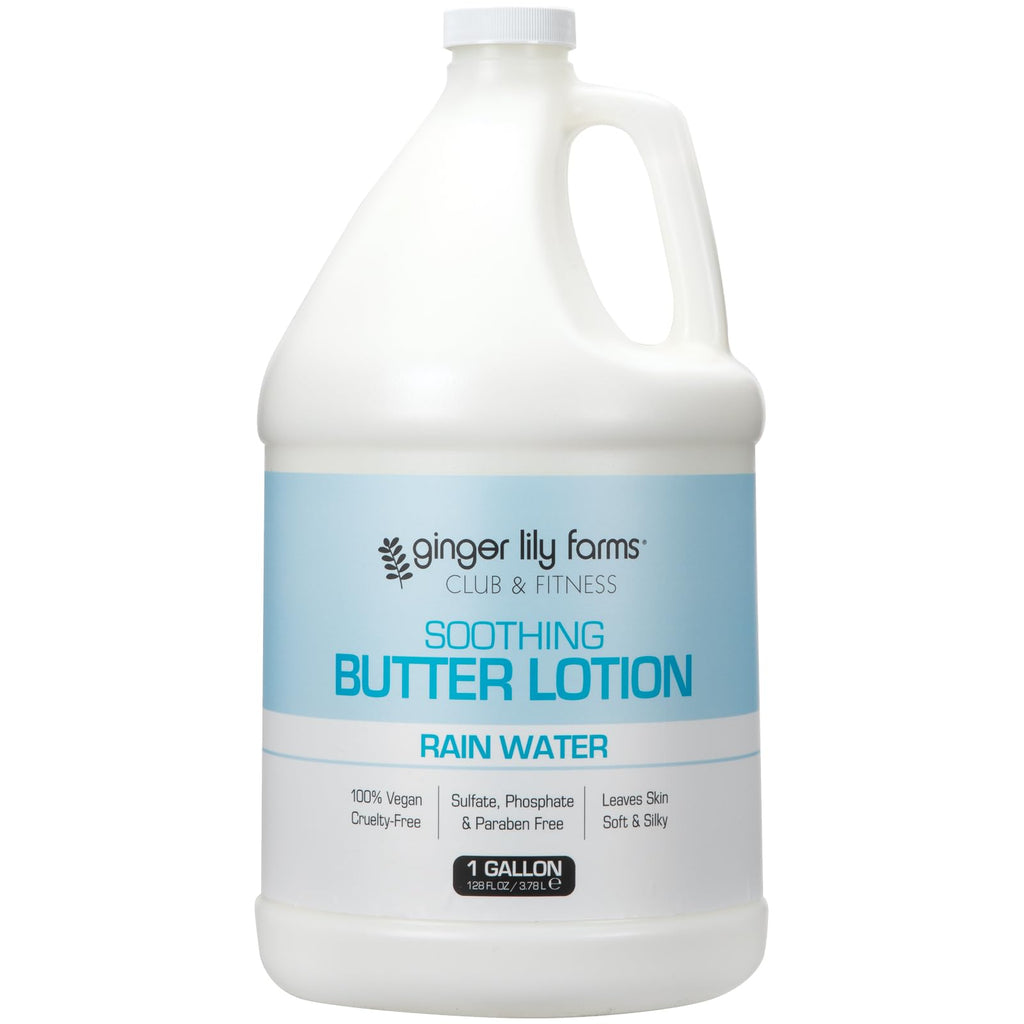 Ginger Lily Farms Club & Fitness Soothing Butter Lotion for Dry Skin, 100% Vegan & Cruelty-Free, Aloe Vera Scent, 1 Gallon (128 fl oz) Refill
