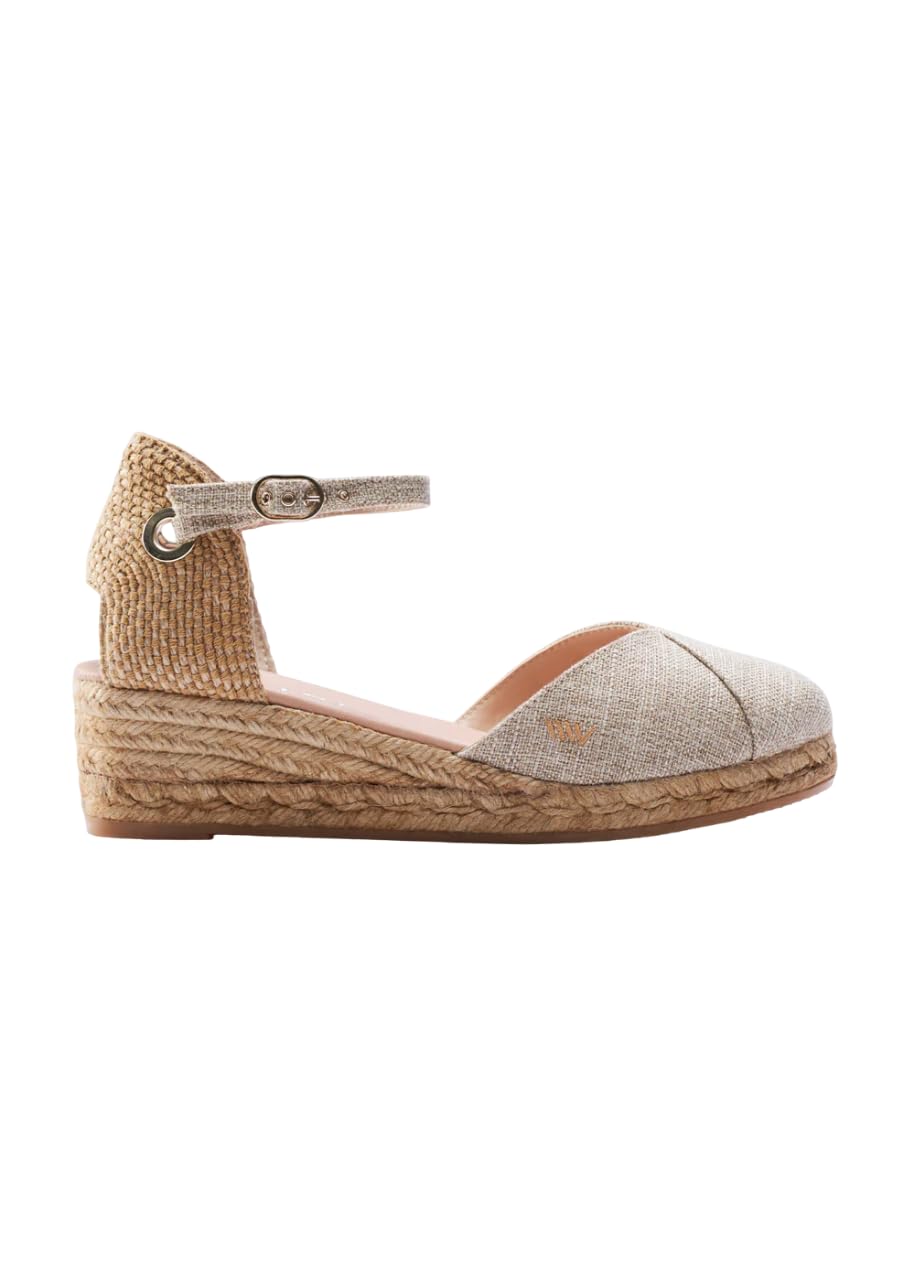 Viscata Pubol Espadrille Canvas Low Wedges with Ankle Strap Spain Handmade 2” Heel Women's Sandals with Breathable Organic Cotton Canvas and 100% Natural Jute for all Occasions: Casual, Work, Party